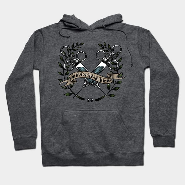 VACCINATED - Traditional Tattoo Design in Color Hoodie by SalemKittie